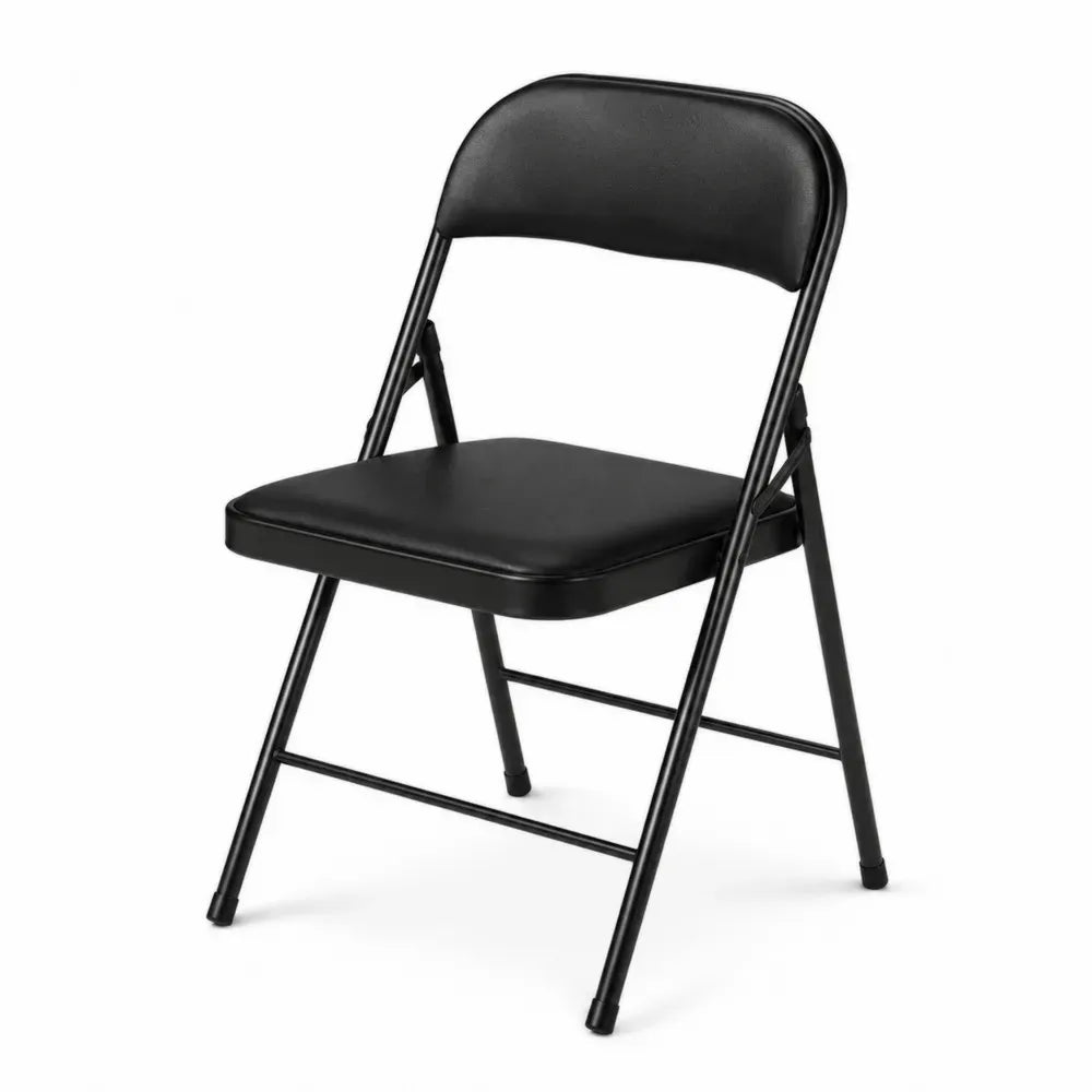 Silla de comedor plegable tapizada en piel sintética PU estructura metálica negra 45 x 50 x 85 cm