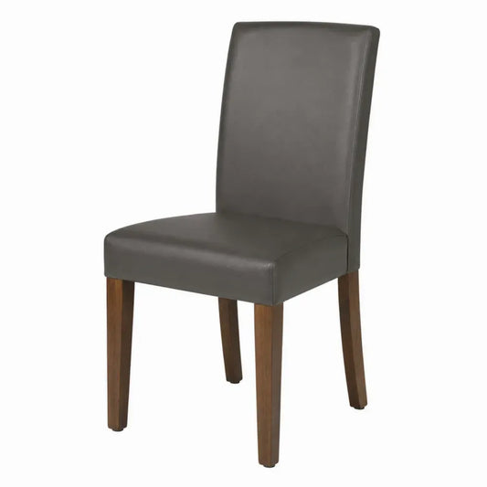 Silla de comedor tapizada en piel sintética PU gris con patas de madera maciza diseño moderno sin dimensiones especificadas