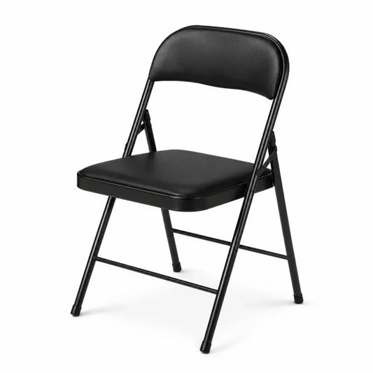 Silla de comedor plegable tapizada en piel sintética PU estructura metálica negra 45 x 50 x 85 cm